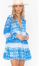 Show Me Your Mumu Dress Size Small Birdie Mini Dress Teacup Tulips Blue Pockets