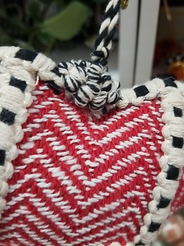 Mackenzie childs Cozy Red HEART patchwork Ornament Large 5.5"w x10"tall 2.5"deep - Picture 5 of 9