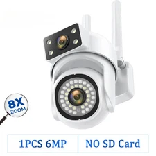 Home 8MP 5G PTZ Dual Lens Camera Wifi IP Security Surveillance Dual Screen Video