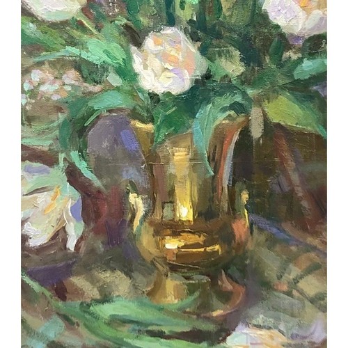 White Tulips Art, Original Oil Painting, Tulips Artwork, Floral Still Life - Picture 4 of 7