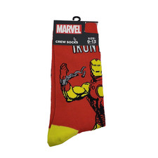 Marvel Ironman Unisex Size 9-13 Red Yellow Graphic Novelty Crew Socks 1 Pair