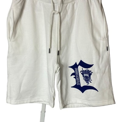 Crooks & Castles Men's Size XL Medusa Sweat Shorts White Blue Gothic C Logo NWT