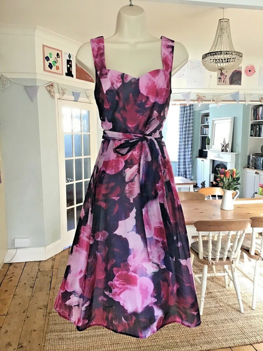 Worn Once Size 10 PHASE EIGHT Sweetheart Pink Chiffon Fit Flare Occasion  Dress