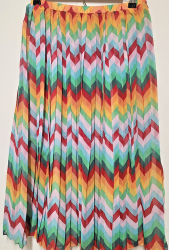 Romeo +Juliet Women's Couture Multicolor Chevron Pleated Midi Skirt Sz S W26 L29 - Picture 4 of 6