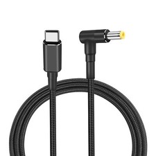 100W PD USB C to DC 5.5mm x 2.5mm Power Cable 90 Degree 1.8M Charger Black