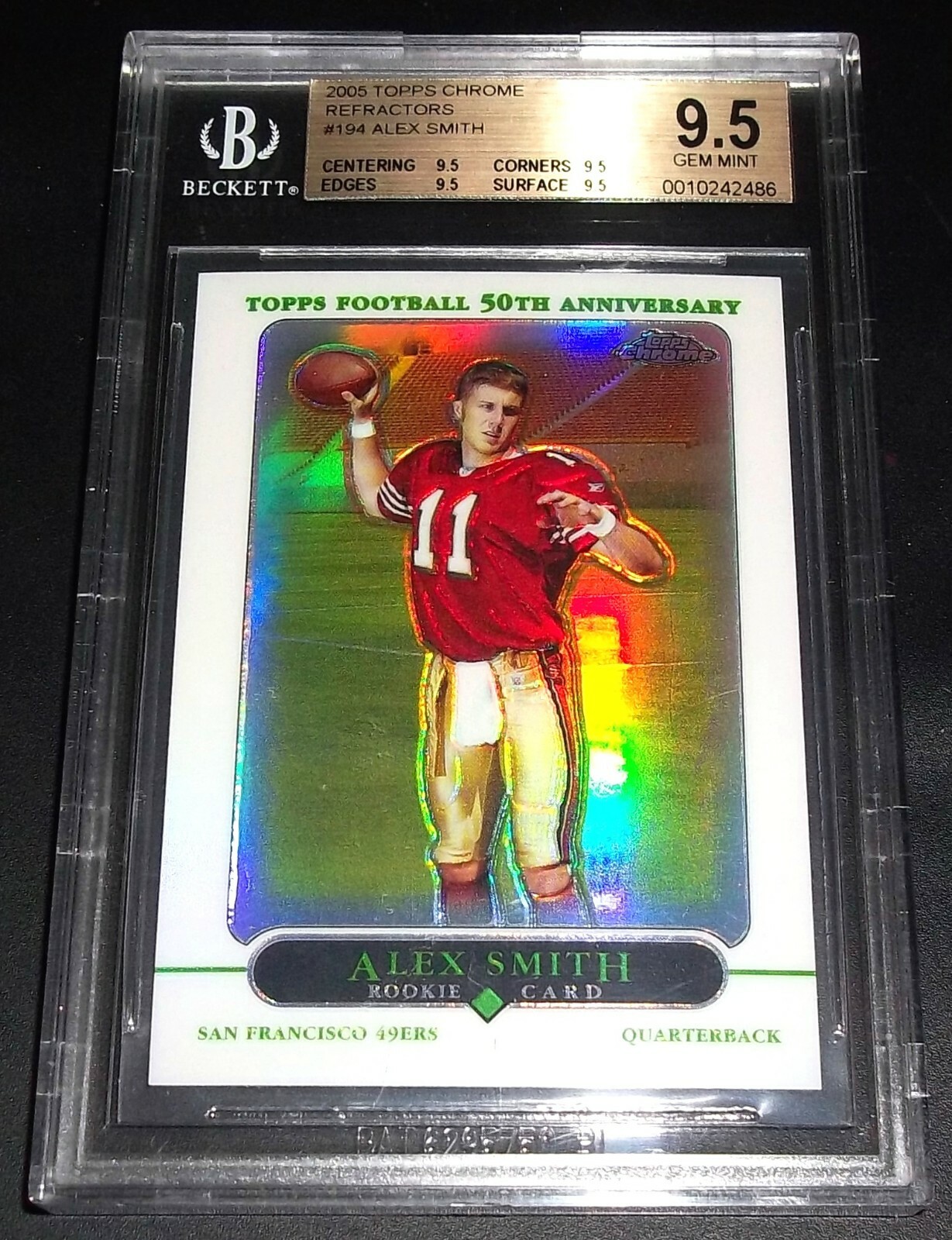 BGS 9.5 Rc Refractor Alex Smith Rookie 2005 Topps Chrome Refractors #194
