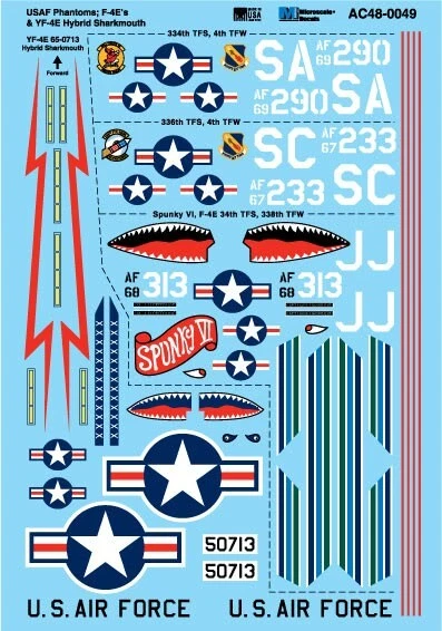 TAMIYA 1/48 Scala F-4 Phantom II Decal Set A TAM12692 Accessori in Plastica Varie
