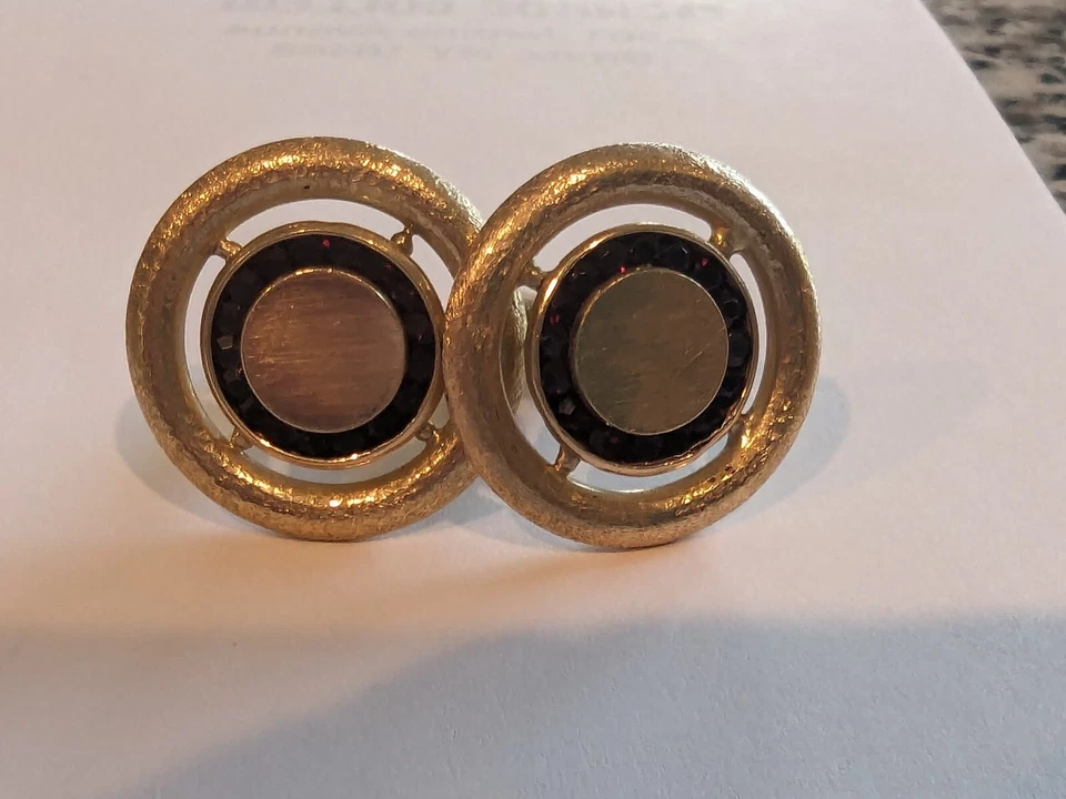 Gemelos vintage Lucien Piccard oro 14k con granates Foto 4 de 4