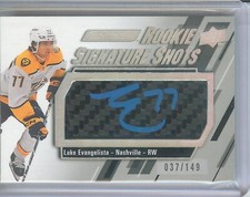 2023-24 Upper Deck Engrained Rookie Signature Shots Luke Evangelista 037/149