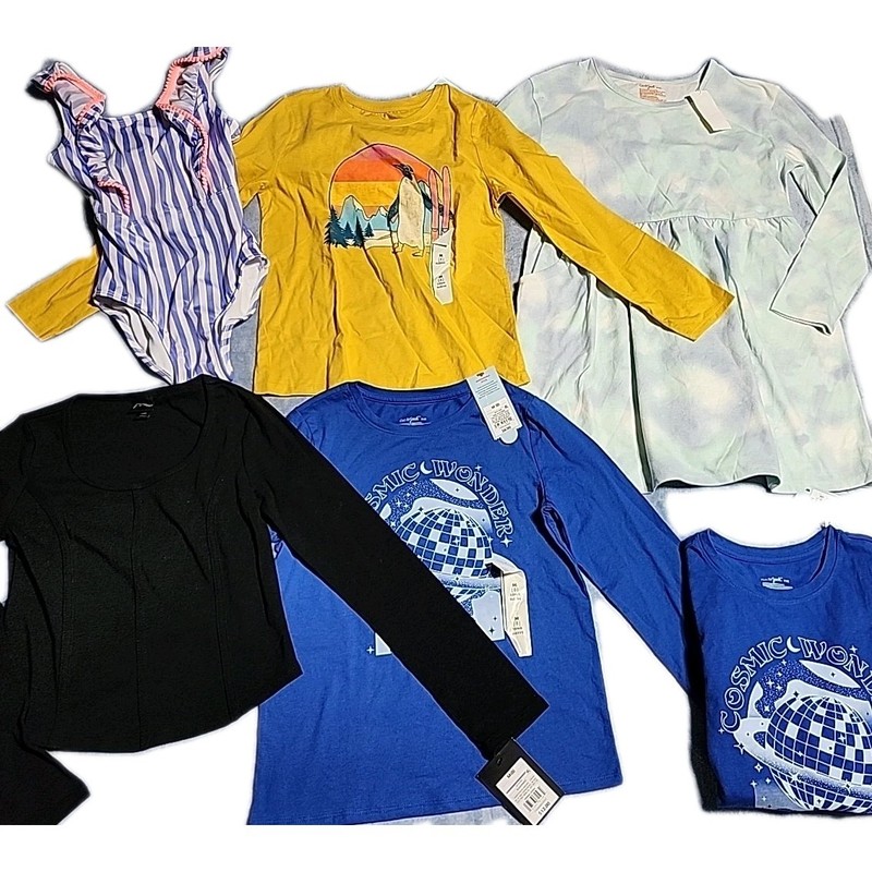 6pc Girl's Cat&Jack/Art Class T-Shirts, Dress, Swimsuit , Size 8-Med, LOT #81
