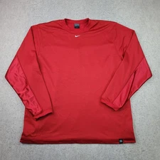 Nike Hoop Center Swoosh Shirt Mens XL Red Mesh Long Sleeve Double Layer Y2K Vtg