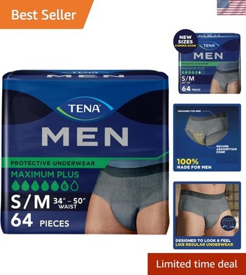 TENA Men Incontinence Underwear, Maximum Plus Absorbency, Adult Diapers, Smal...