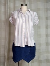 LOFT White Striped Dolman Everyday Shirt Size Small