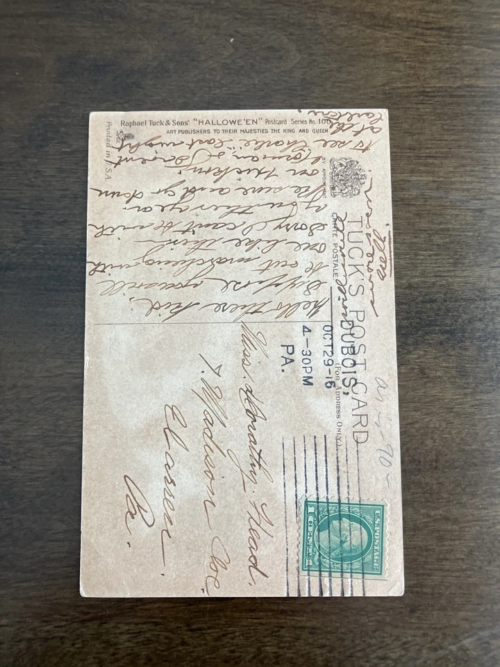 Tarjeta postal de niña bailando en Halloween c1912 por Schmucker-Tuck Foto 2 de 2