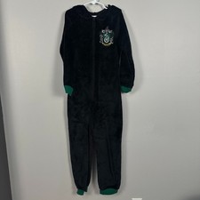 Harry Potter Kids 7 - 8 Slytherin One- Piece Pajama Union Fleece Black