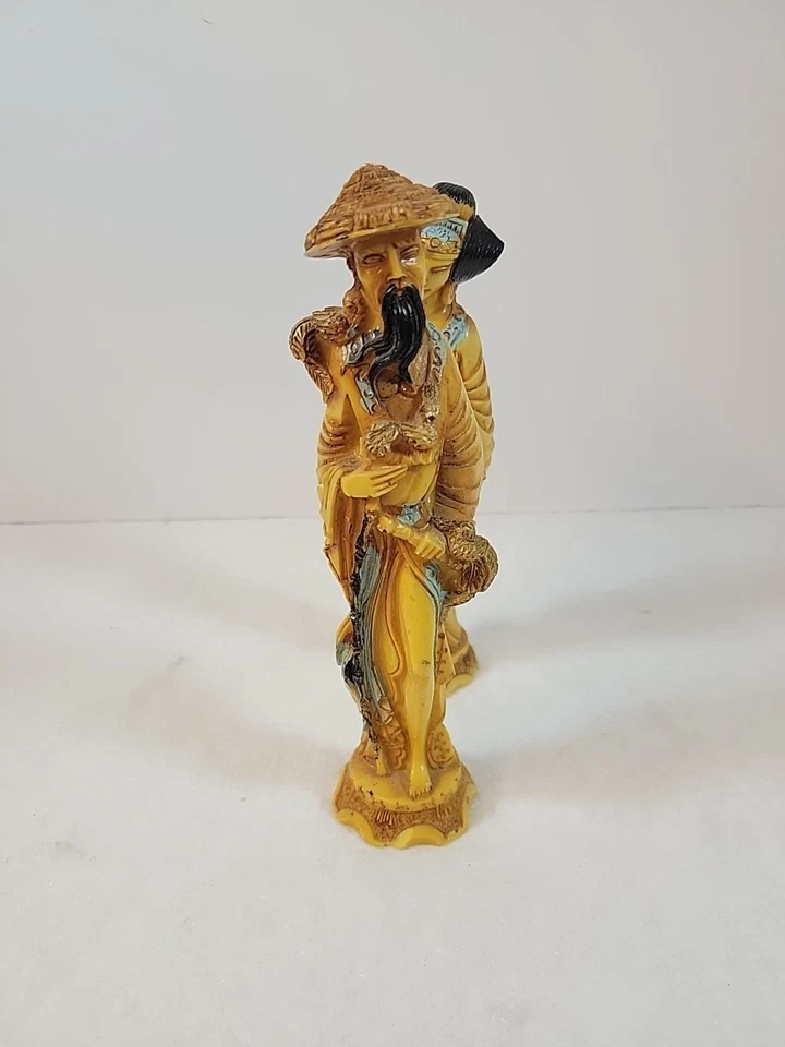 Oriental Chinese Resin Figurines Statues Old Man Bird Lovers Vintage - Image 3 of 4
