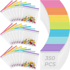 350 Pcs Bulk Pill Pouch Bags Disposable 7 Colors Zipper Pills Bag Daily Trave