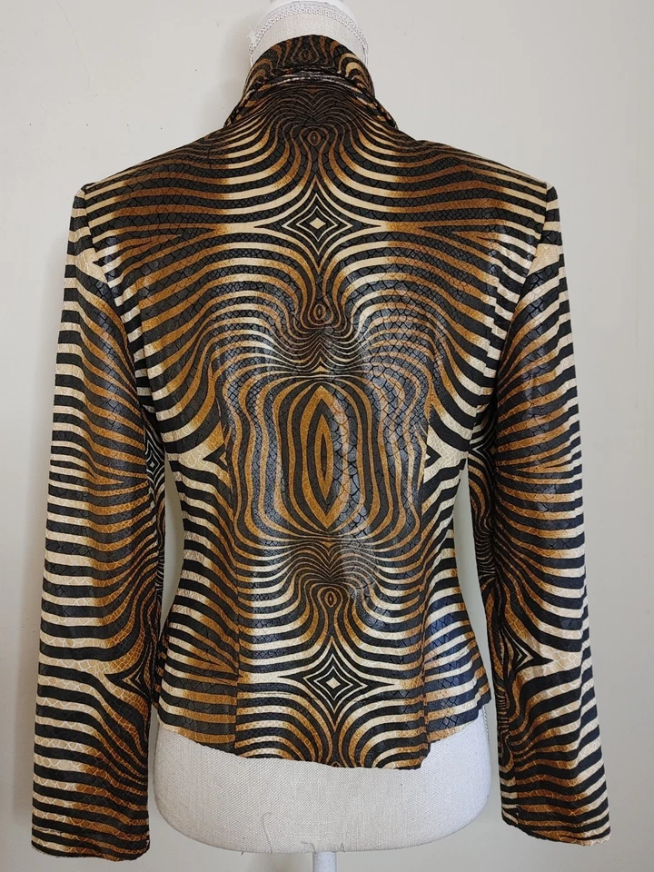 Vintage Joseph Ribkoff Faux Snakeskin Zip Jacket sz 6 Canada Union Style 12406 - Image 4 of 4