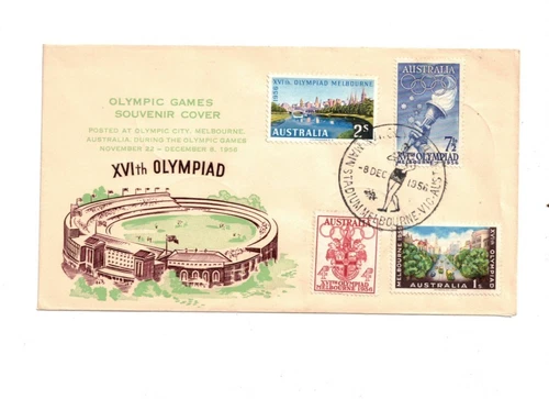 Australia 1956 Olympics  on UNADDRESSED  FDC  ( Multiple Cancels)