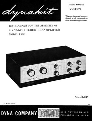 Dynaco PAS-2  Pre Amplifier Assembly Manual Reprint Dyna Dynakit: Coil Bound