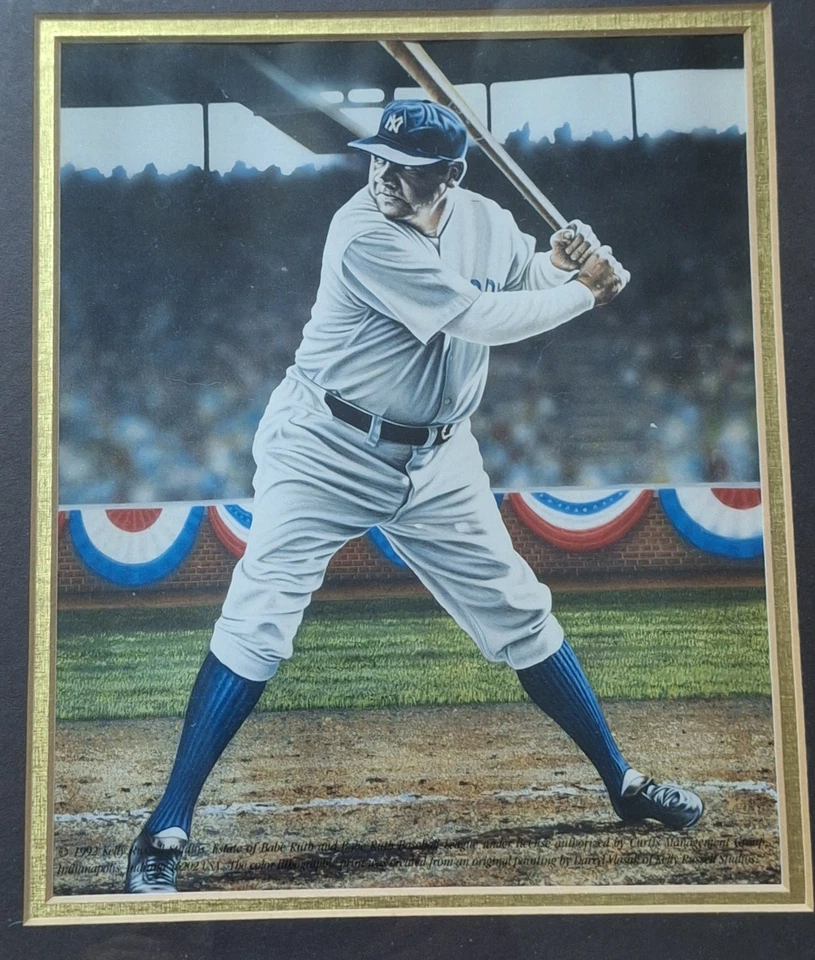 BABE RUTH 1992 Kelly Russell Studios LtdEd FRAMED COLOR LITHOGRAPH & SPORTS CARD - Image 2 of 4