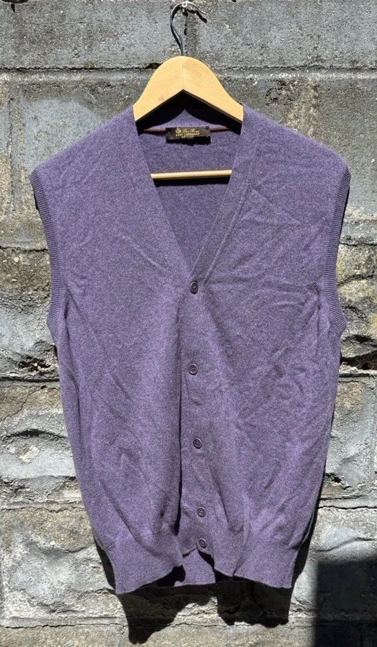 Loro Piana Bebé Cachemira Botón Frontal Sin Mangas Suéter Chaleco M Cárdigan 54 Foto 2 de 4