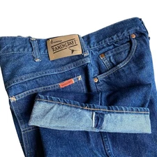 Pennys Ranchcraft VTG Gold Line Selvedge Denim Jean 36 Straight Leg Dark Wash