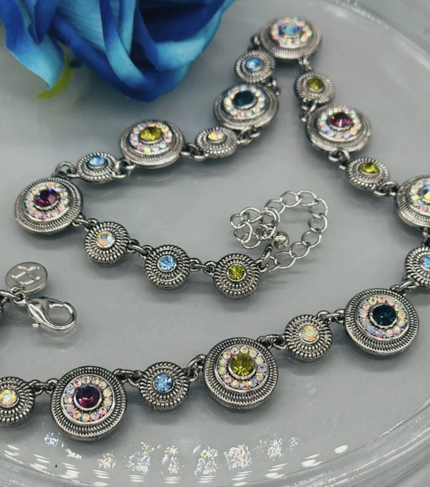 Pippa Jean Kette Halskette Collier rhodiniert Tory Bracelet Steine bunt- Neu! - Bild 3 von 4