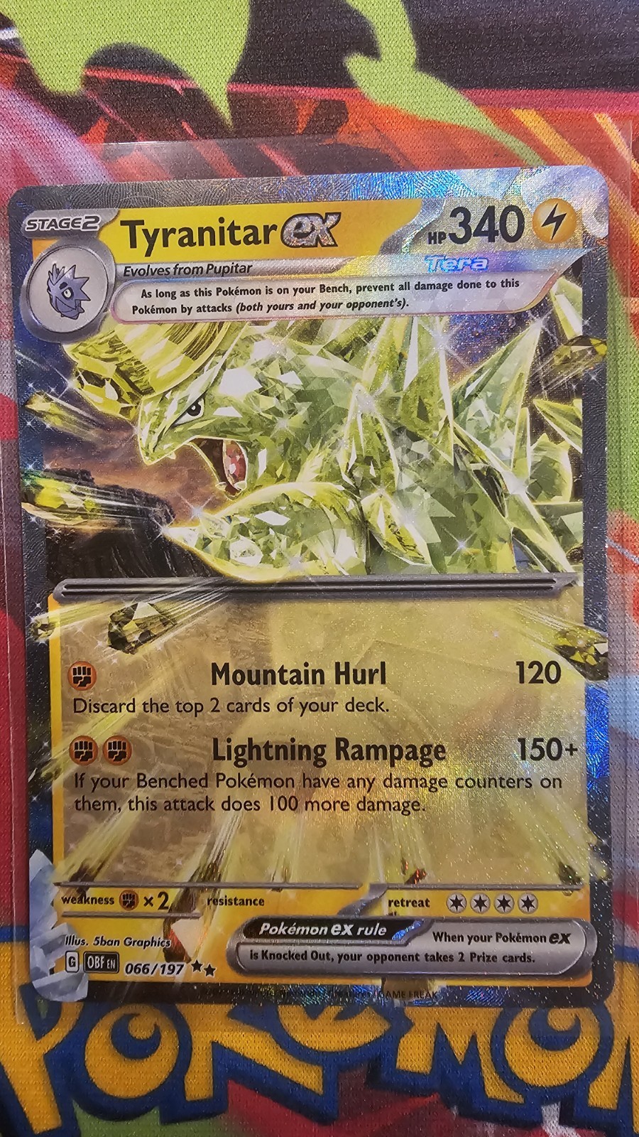 Pokemon Tyranitar EX Holo Holographic Art 2024 Obsidian Flames Series 66/197 -A