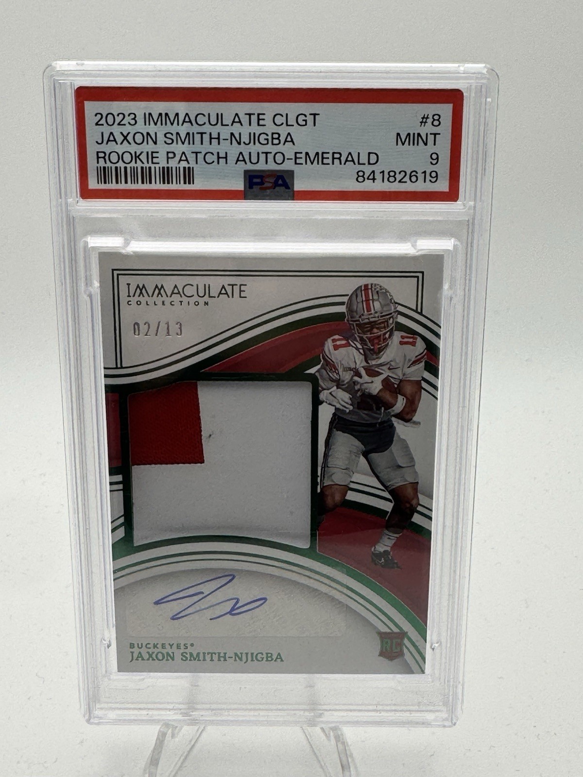 Jaxon Smith-Njigba Panini Immaculate Collection Collegiate Rookie Patch Autographs #8 Emerald