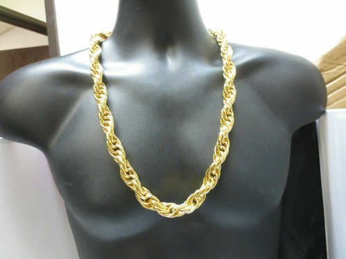 Collier Chaîne Corde Plaqué Or 12 Carats 4,9 Mm - Style Victorien épais Et Brillant 31g