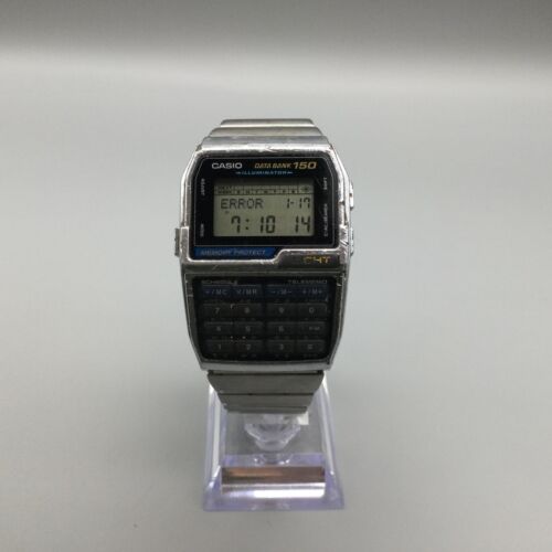 Vtg Casio Data Bank Watch Men 1477 DBC-610 Silver Tone Calculator New Battery - Picture 2 of 14