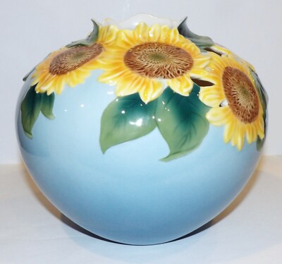 EXQUISITE FRANZ PORCELAIN XP1885 SUNFLOWER 6 1/2'' VASE IN BOX