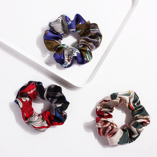 Soft Elastic Hair Band Floral Satin Scrunchies Hair Rope Ring Hair Accessories - Picture 12 of 42