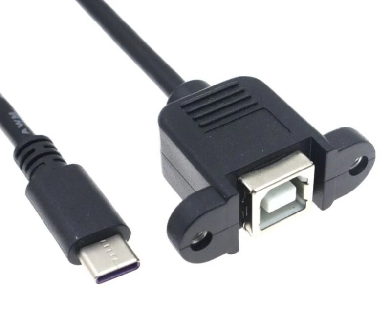 USB C Male to USB 2.0 B Type Female Panel Mount Printer Extension Cable 20cm NEW - Image 4 of 4