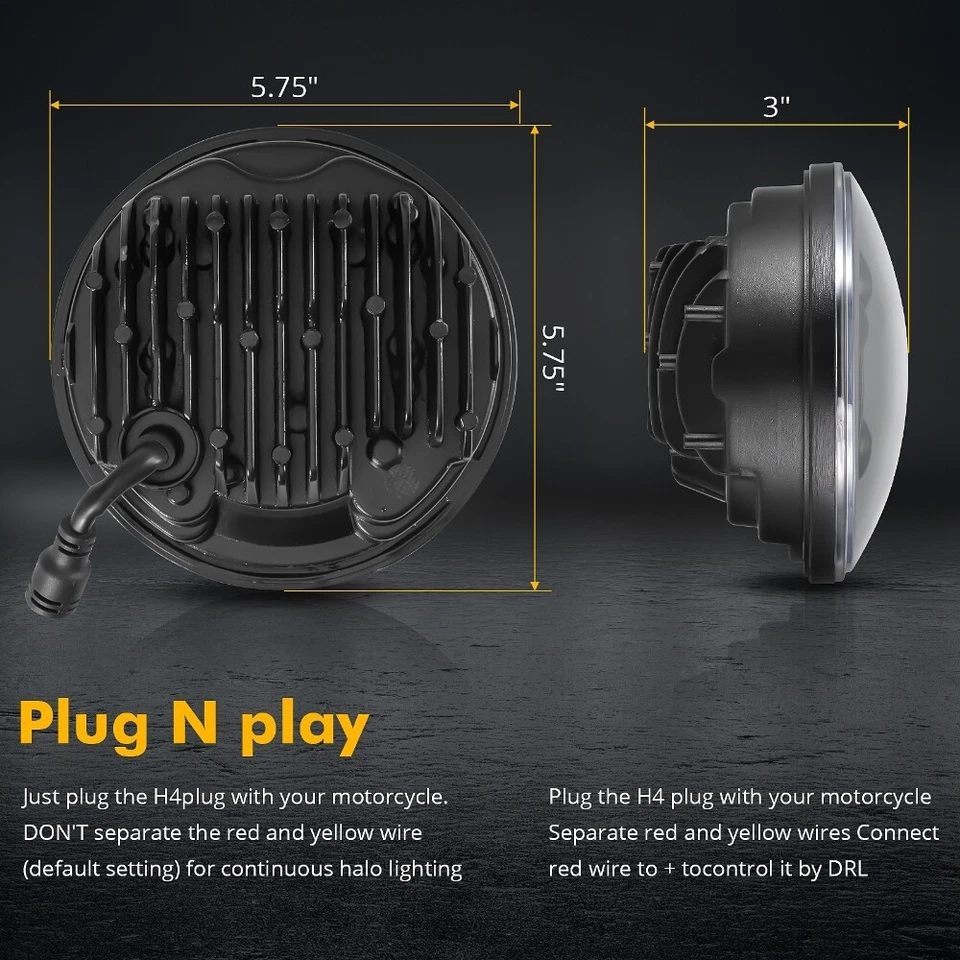 4x 5.75" 5-3/4 DRL RGB LED Headlights Hi/Lo For Chevy Chevelle El Camino Impala - Image 2 of 4