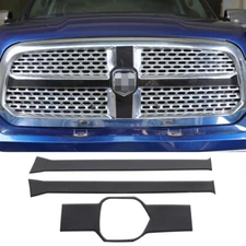 Front Grille Cross Strip Trim Decor Sticker for Dodge Ram 2010-2015 Carbon Fiber