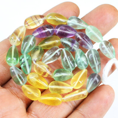 160.00 Cts / 15 Inches Earth Mined Drilled Multicolor Fluorite Beads Strand