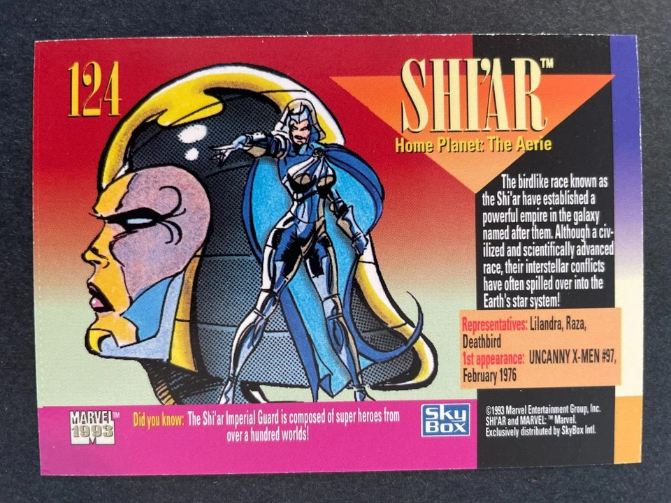SHI'AR 1993 Skybox Marvel Universe Alien Races #124 - Image 2 of 2