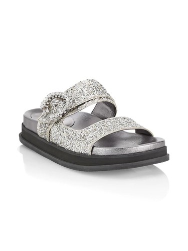 Jimmy Choo Marga Crystal-Embellished Glitter Slides Sandal Size 40 MSRP: $795.00 - Picture 1 of 6