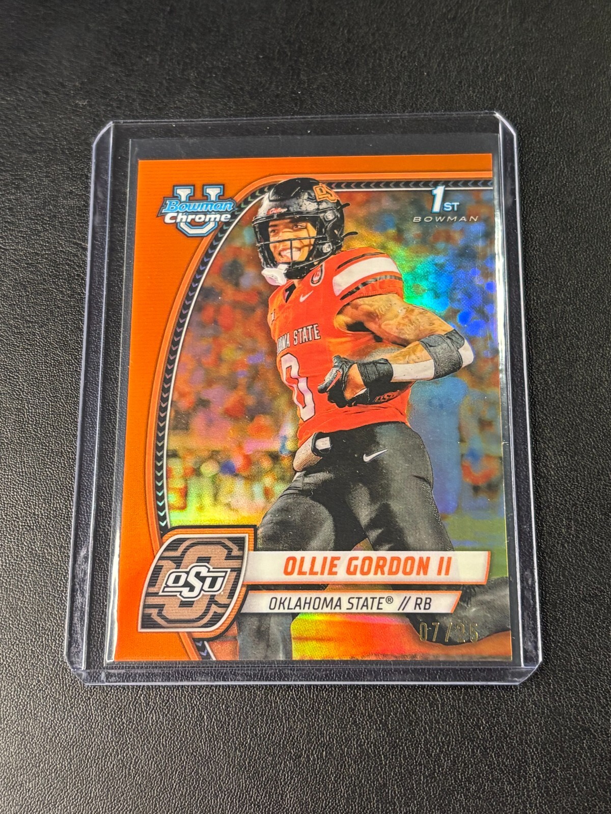 2024 Bowman Chrome University 197 Ollie Gordon II Orange Refractor /25 Color Mat