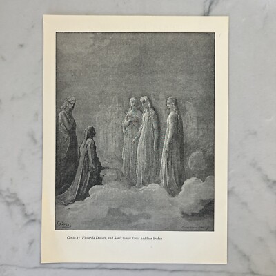 Vintage Gustave Dore Dante's Art Print Canto 3 Souls Broken Vows