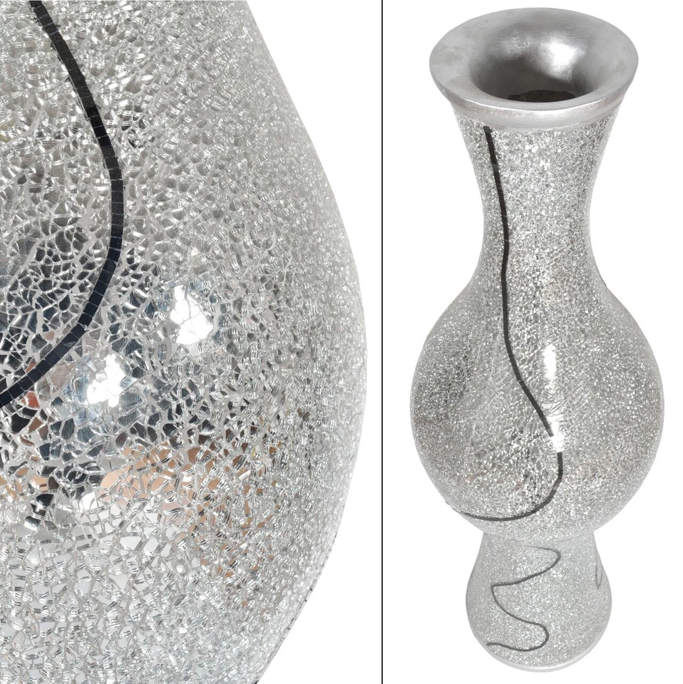Jarrón dramático brillante de plata de 50" de alto Foto 4 de 4