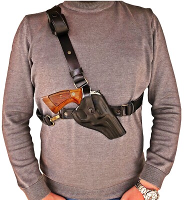 Leather Chest Holster For Ruger GP100 or SP101 - Mag Pouch - Premium Leather