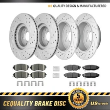 For Subaru XV Crosstrek Forester Front & Rear Drilled Slotted Rotors +Brake Pads
