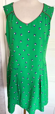 ROBE DOUBLEE VERTE IMPRIMEE 3SUISSES TAILLE PETIT 44 OUVERTURE DOS NEUVE - Photo 1/4