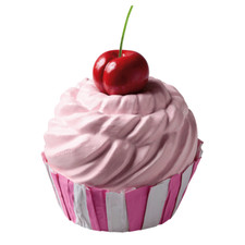 Deko Cupcake mit Kirsche 20 cm &Oslash; pink Lebensmittel-Attrappe k&uuml;nstlicher Cupcake