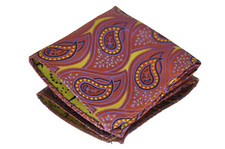 Lord R Colton Masterworks Pocket Square - Santiago Purple  Yellow Silk 75 New
