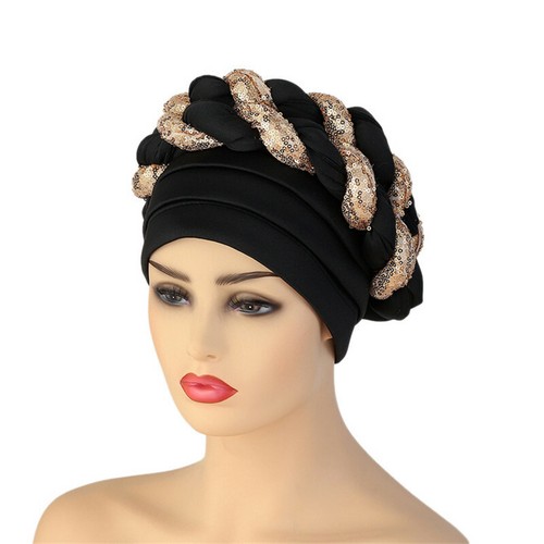 New Braid Turban Head Wrap African Women Cap Hijab Bonnet Hat Auto Gele Headtie - Picture 245 of 282