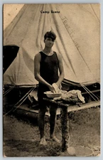 1917 WWI Soldier 360th Inf Co K Camp Travis TX Military Postcard San Antonio